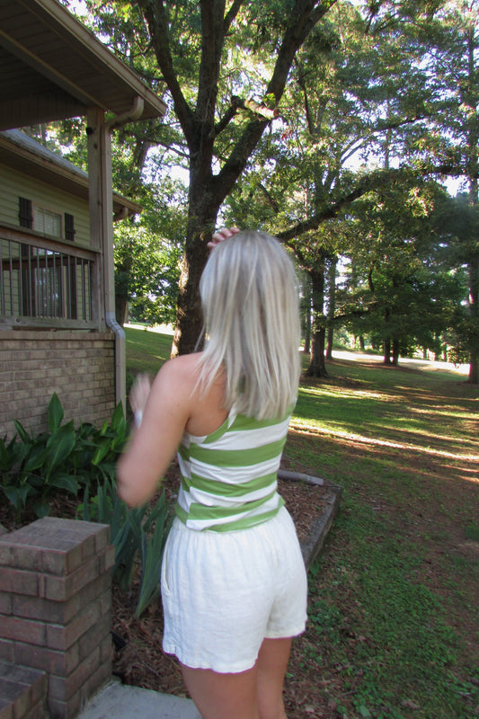 Green Apple Striped Tank