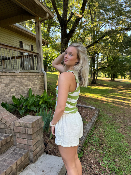 Green Apple Striped Tank