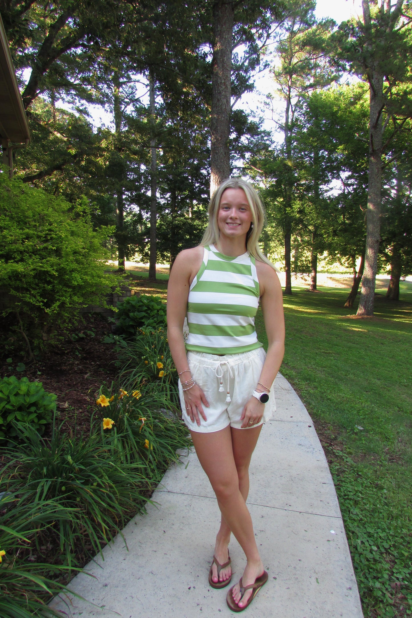 Green Apple Striped Tank