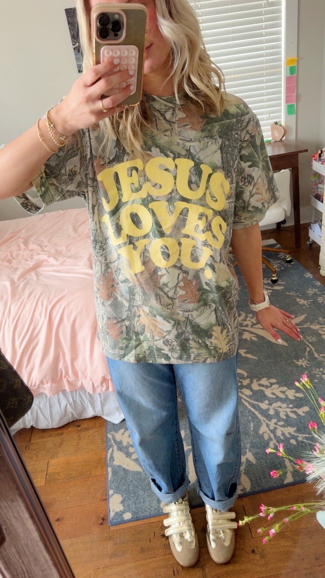 Jesus Loves You Oversized Camo Tee
