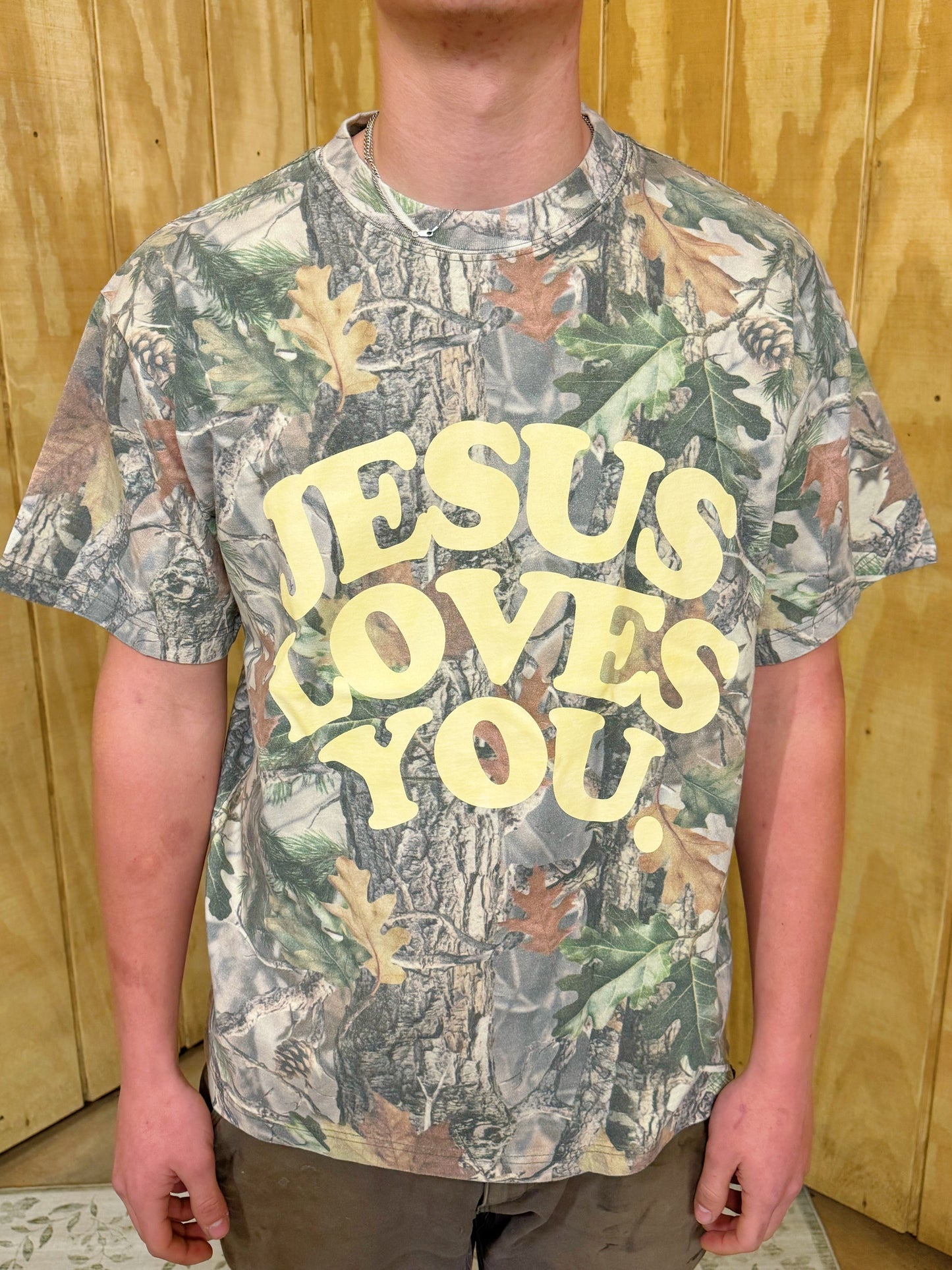 Jesus Loves You Oversized Camo Tee