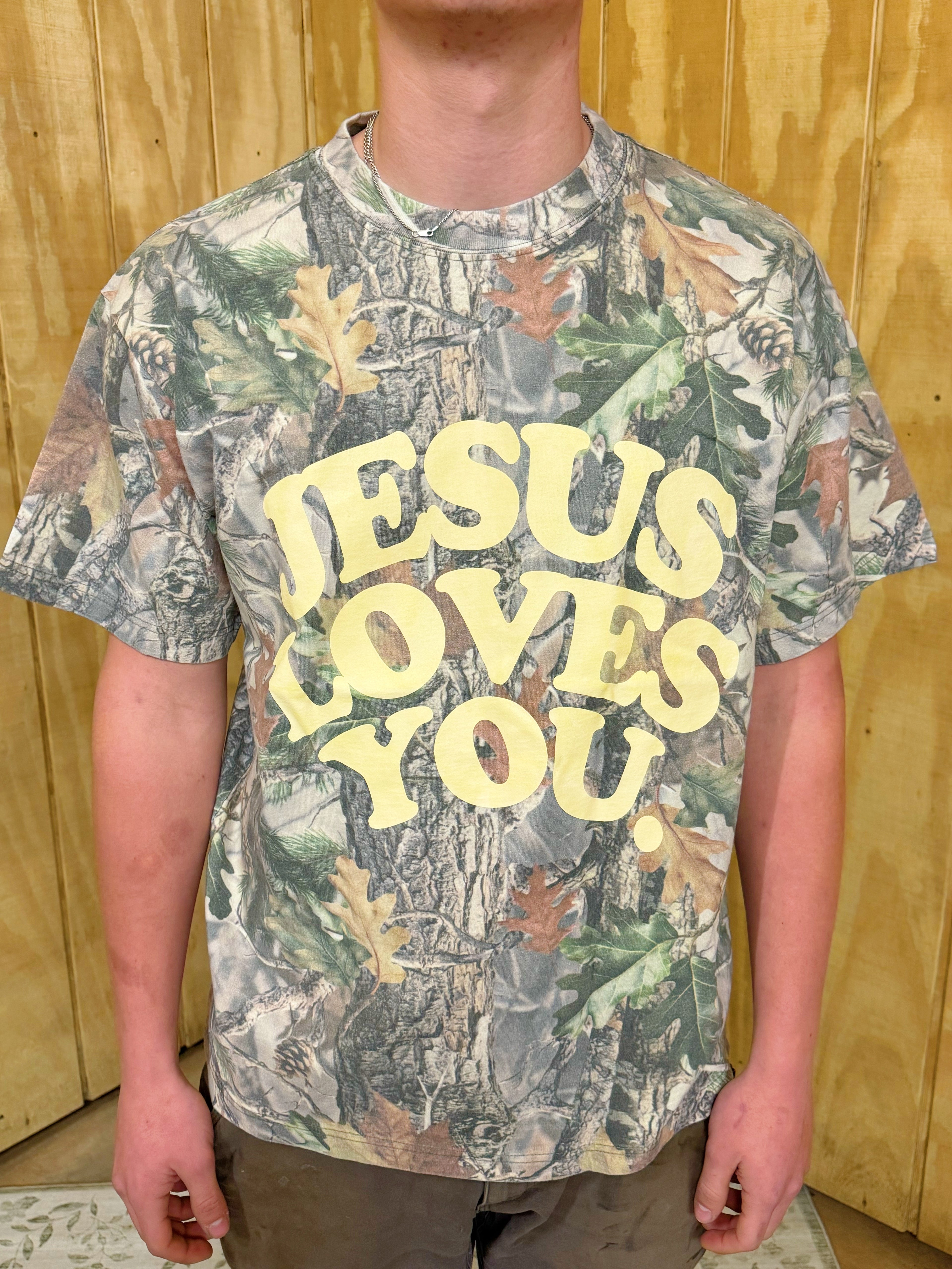 Jesus Loves You Oversized Camo Tee